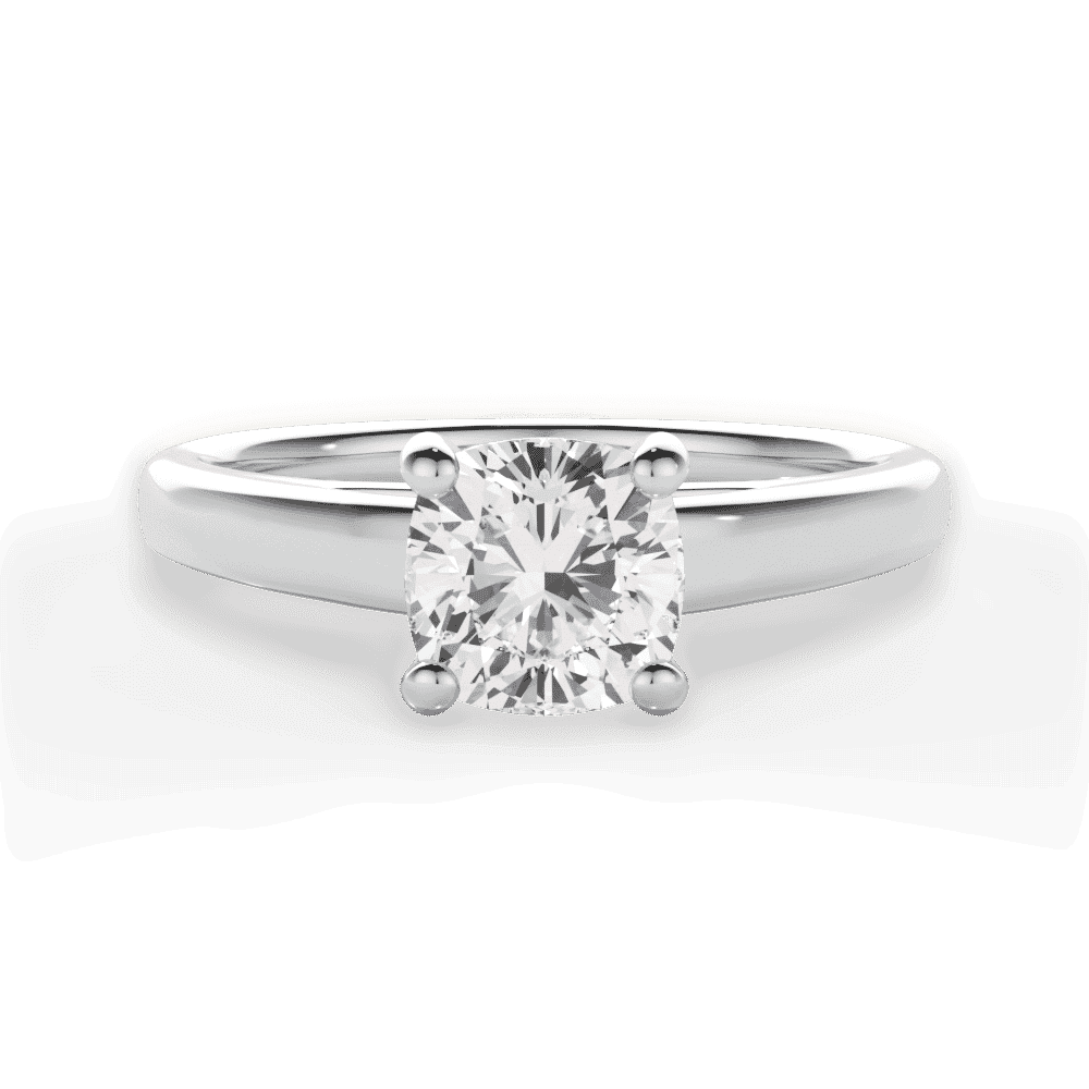 14kt White Gold/18kt White Gold/Platinum/cushion/top