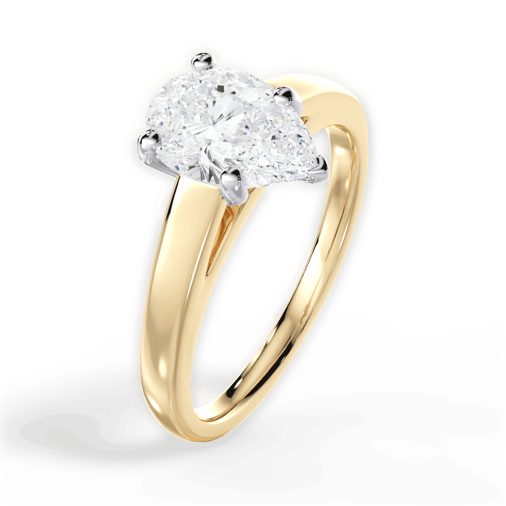 14kt Yellow Gold/18kt Yellow Gold/pear/perspective