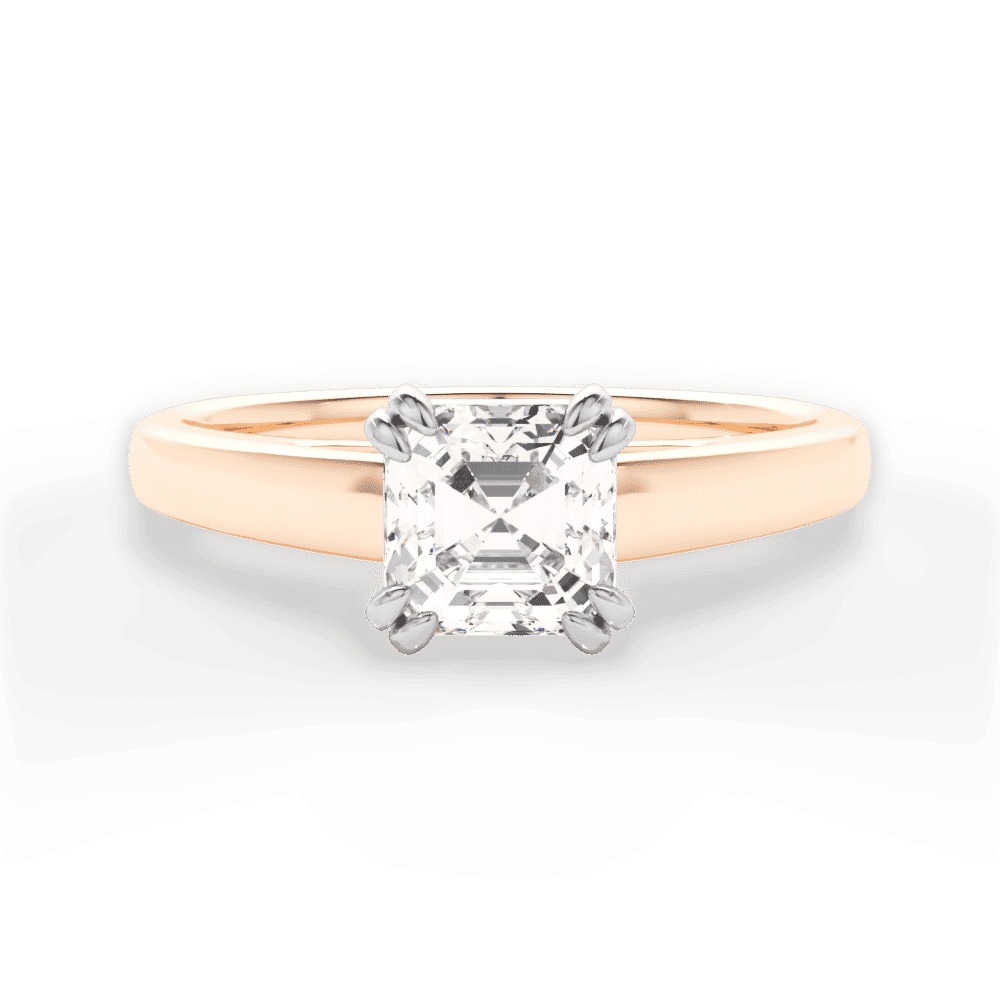 14kt Rose Gold/18kt Rose Gold/asscher/top