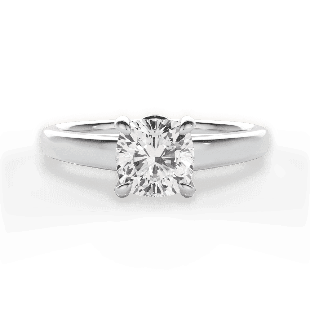 14kt White Gold/18kt White Gold/Platinum/cushion/top