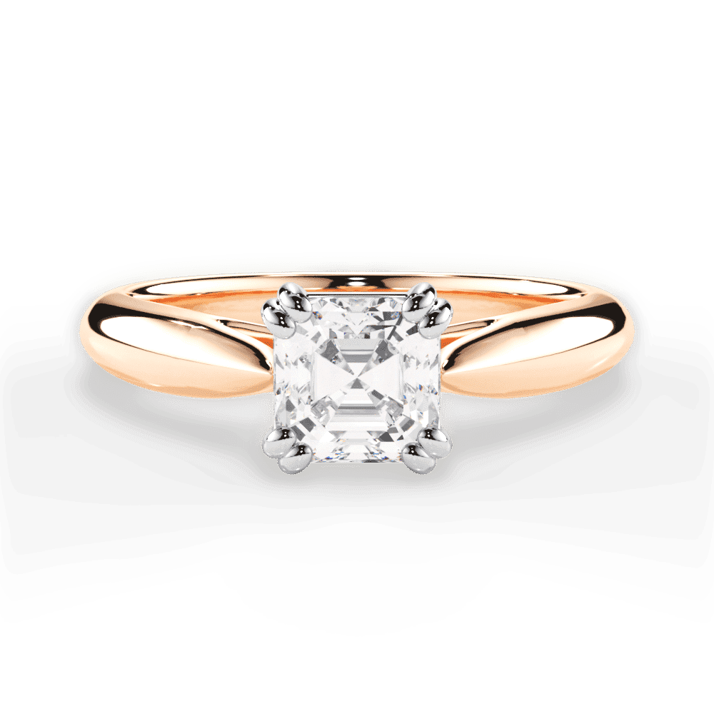 14kt Rose Gold/18kt Rose Gold/asscher/top