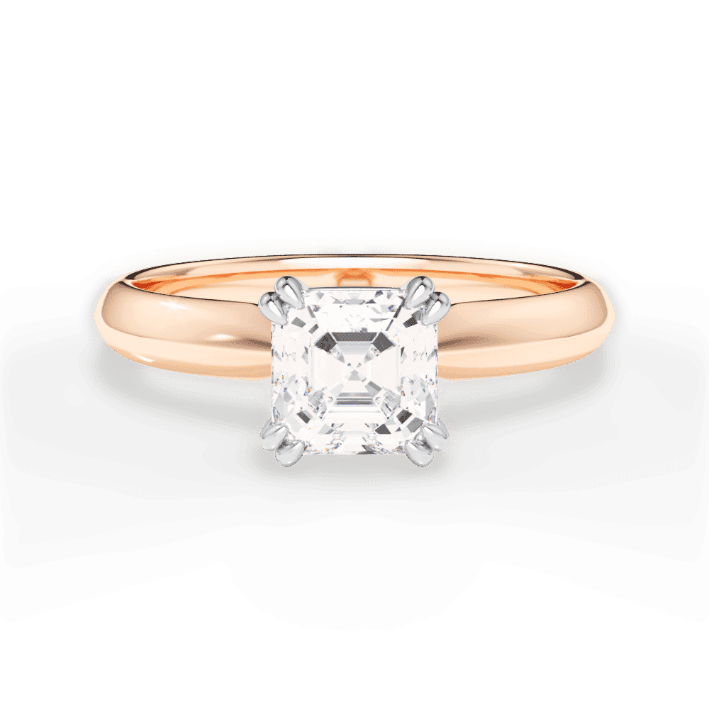 14kt Rose Gold/18kt Rose Gold/asscher/top