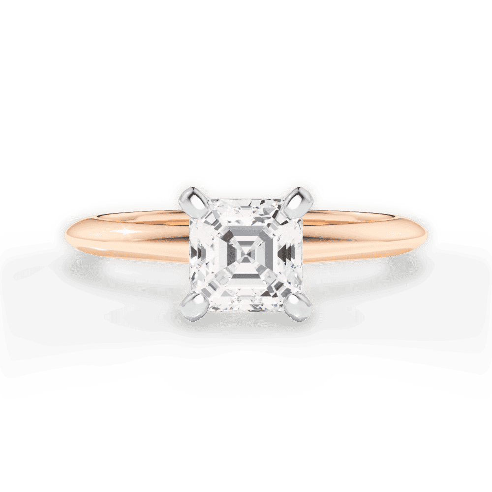 14kt Rose Gold/18kt Rose Gold/asscher/top