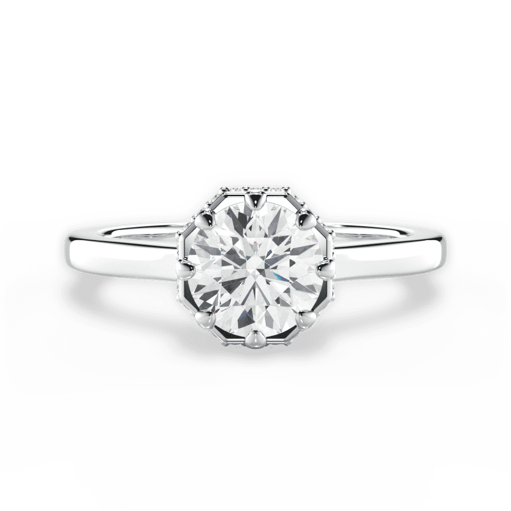 14kt White Gold/18kt White Gold/Platinum/round/top