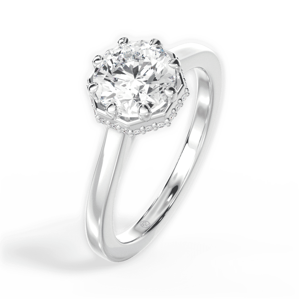 14kt White Gold/18kt White Gold/Platinum/round/perspective