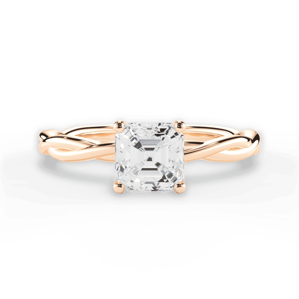 14kt Rose Gold/18kt Rose Gold/asscher/top