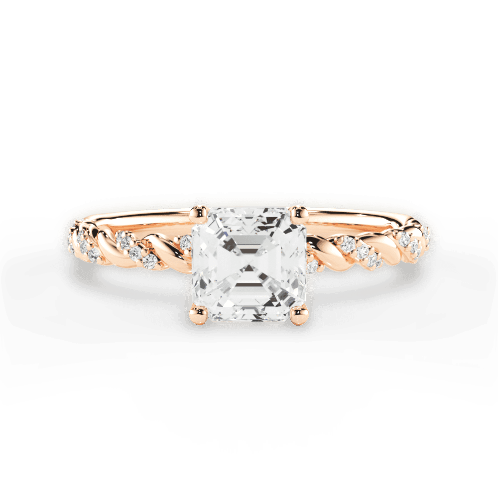 14kt Rose Gold/18kt Rose Gold/asscher/top