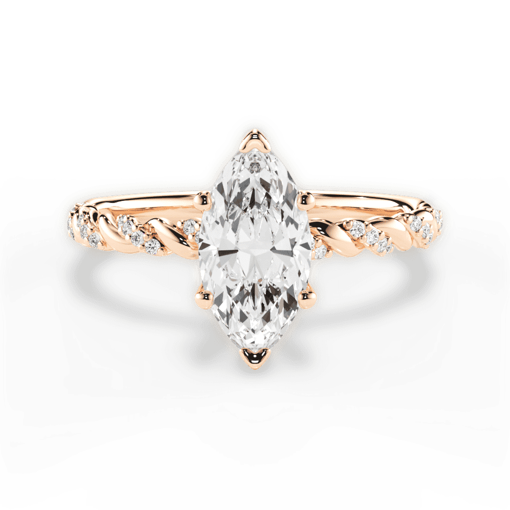 14kt Rose Gold/18kt Rose Gold/marquise/top