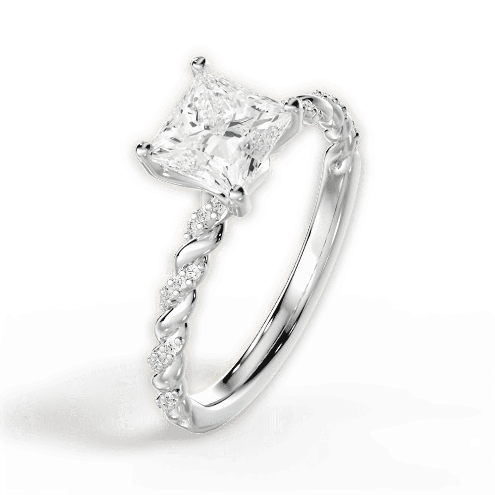 14kt White Gold/18kt White Gold/Platinum/princess/perspective