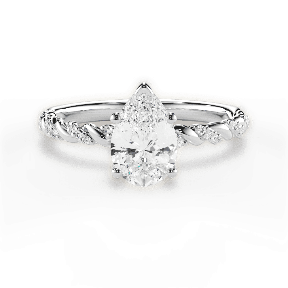 14kt White Gold/18kt White Gold/Platinum/pear/top