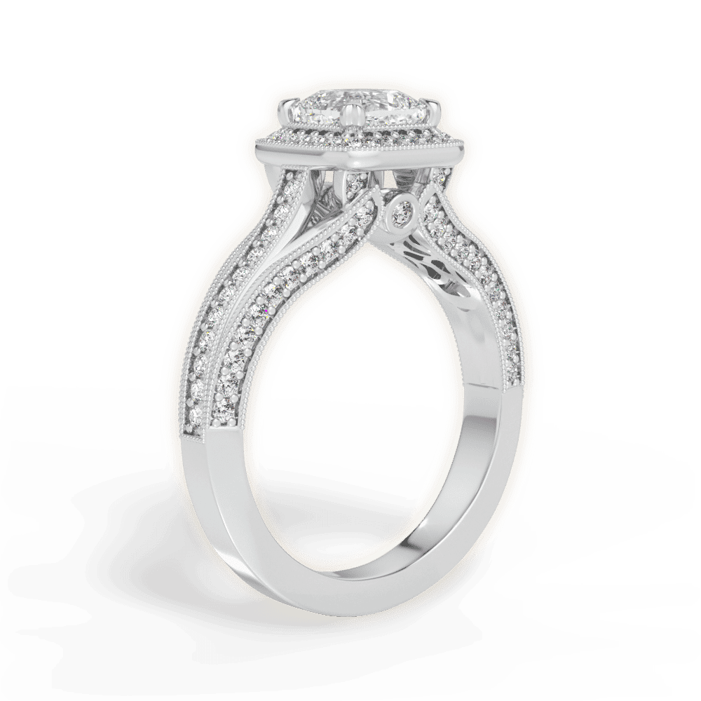 14kt White Gold/18kt White Gold/Platinum/cushion/front