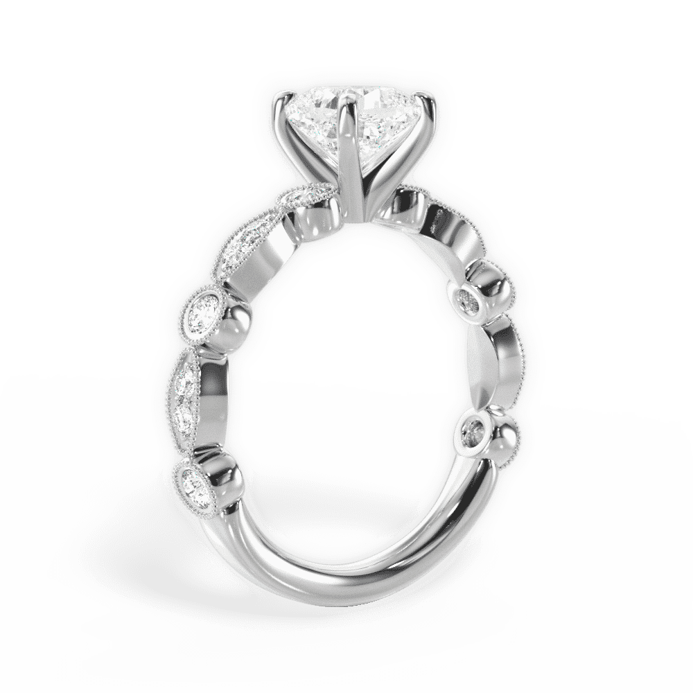 14kt White Gold/18kt White Gold/Platinum/cushion/front