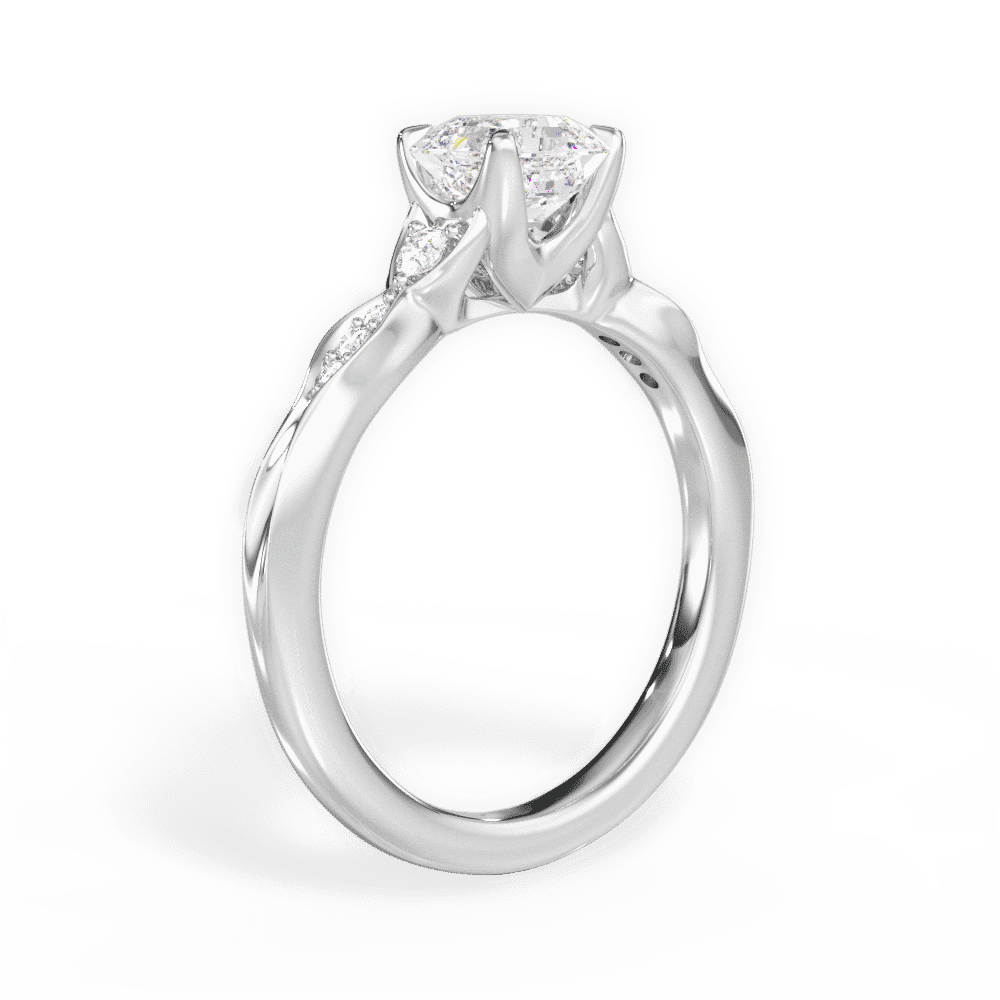 14kt White Gold/18kt White Gold/Platinum/asscher/front
