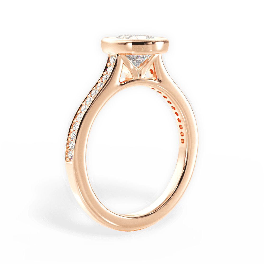 14kt Rose Gold/18kt Rose Gold/cushion/front