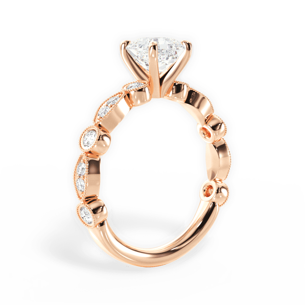 14kt Rose Gold/18kt Rose Gold/asscher/front