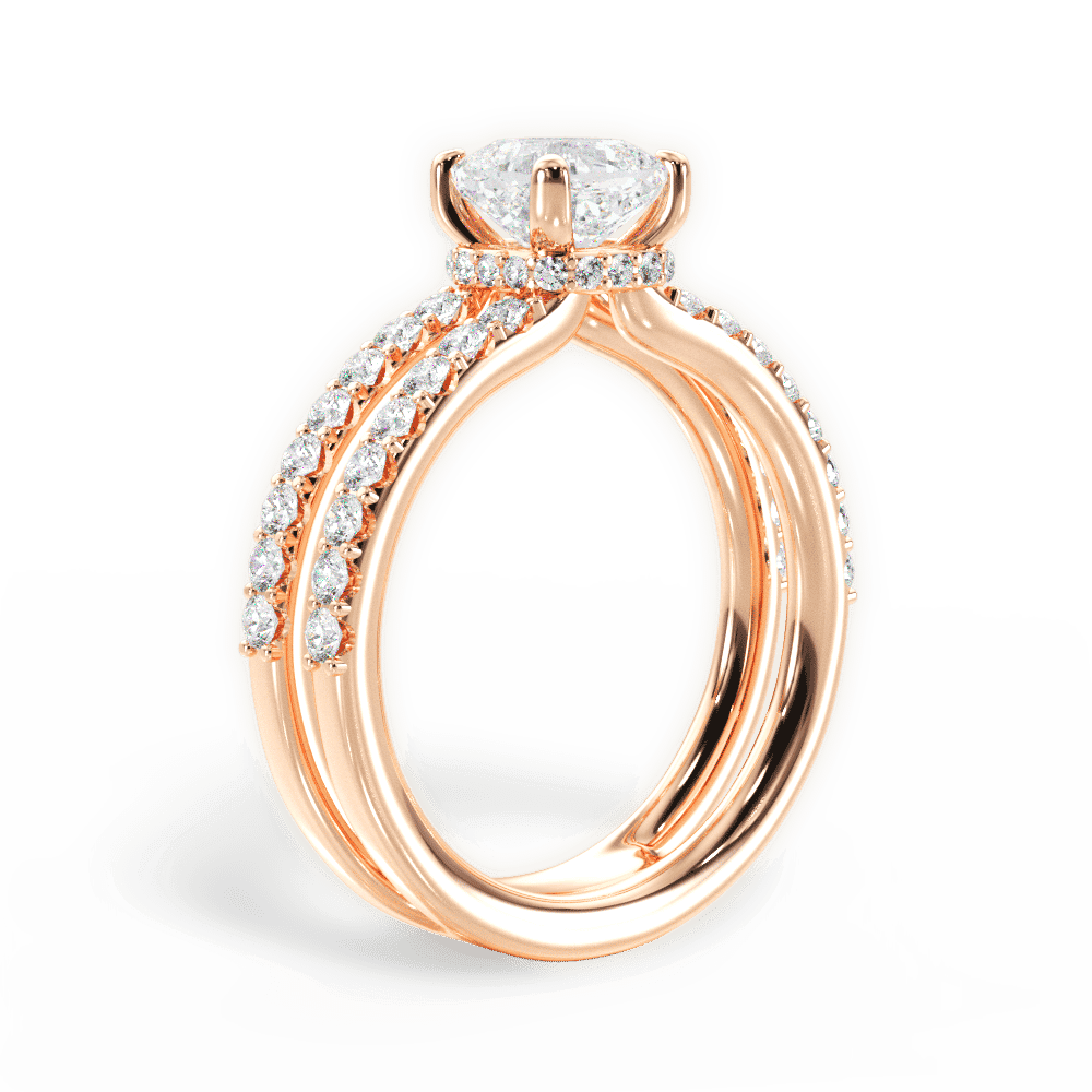 14kt Rose Gold/18kt Rose Gold/cushion/front