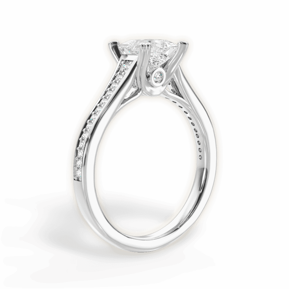14kt White Gold/18kt White Gold/Platinum/princess/front