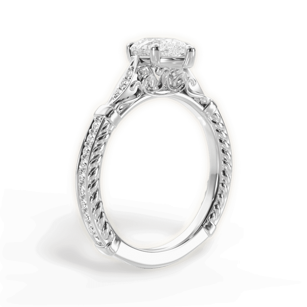 14kt White Gold/18kt White Gold/Platinum/pear/front