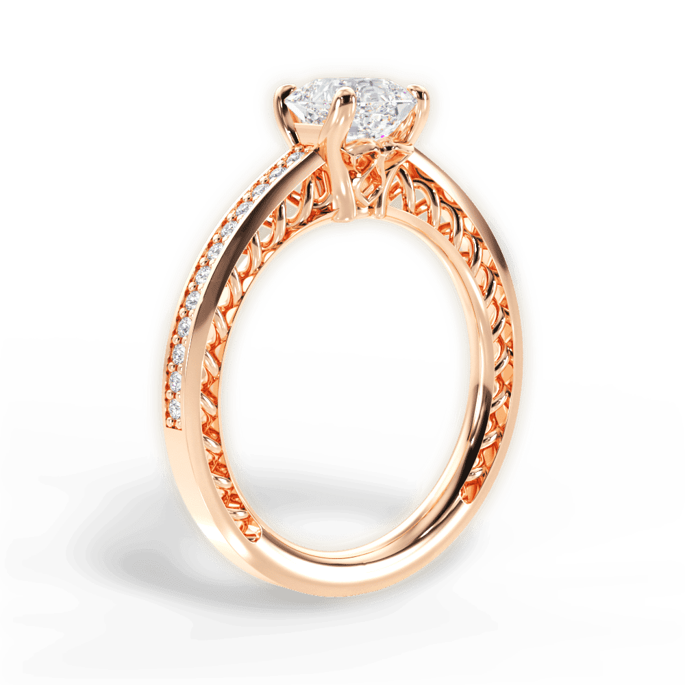 14kt Rose Gold/18kt Rose Gold/asscher/front