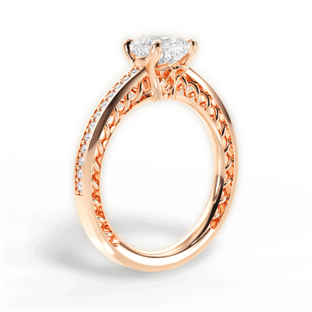 14kt Rose Gold/18kt Rose Gold/cushion/front