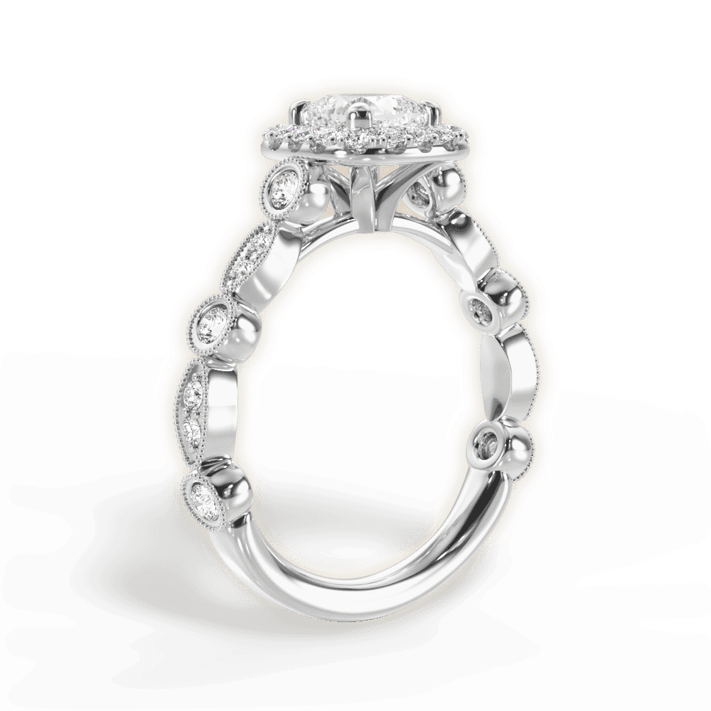 14kt White Gold/18kt White Gold/Platinum/cushion/front