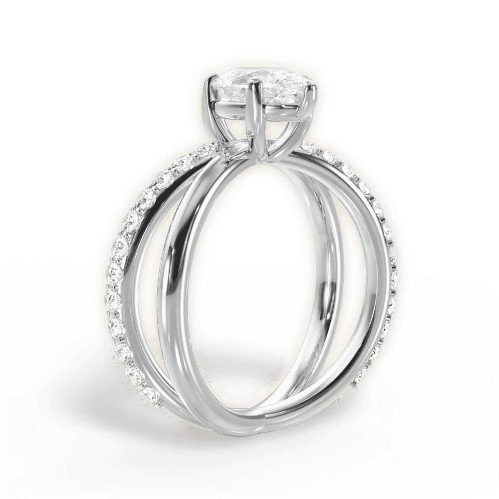 14kt White Gold/18kt White Gold/Platinum/pear/front