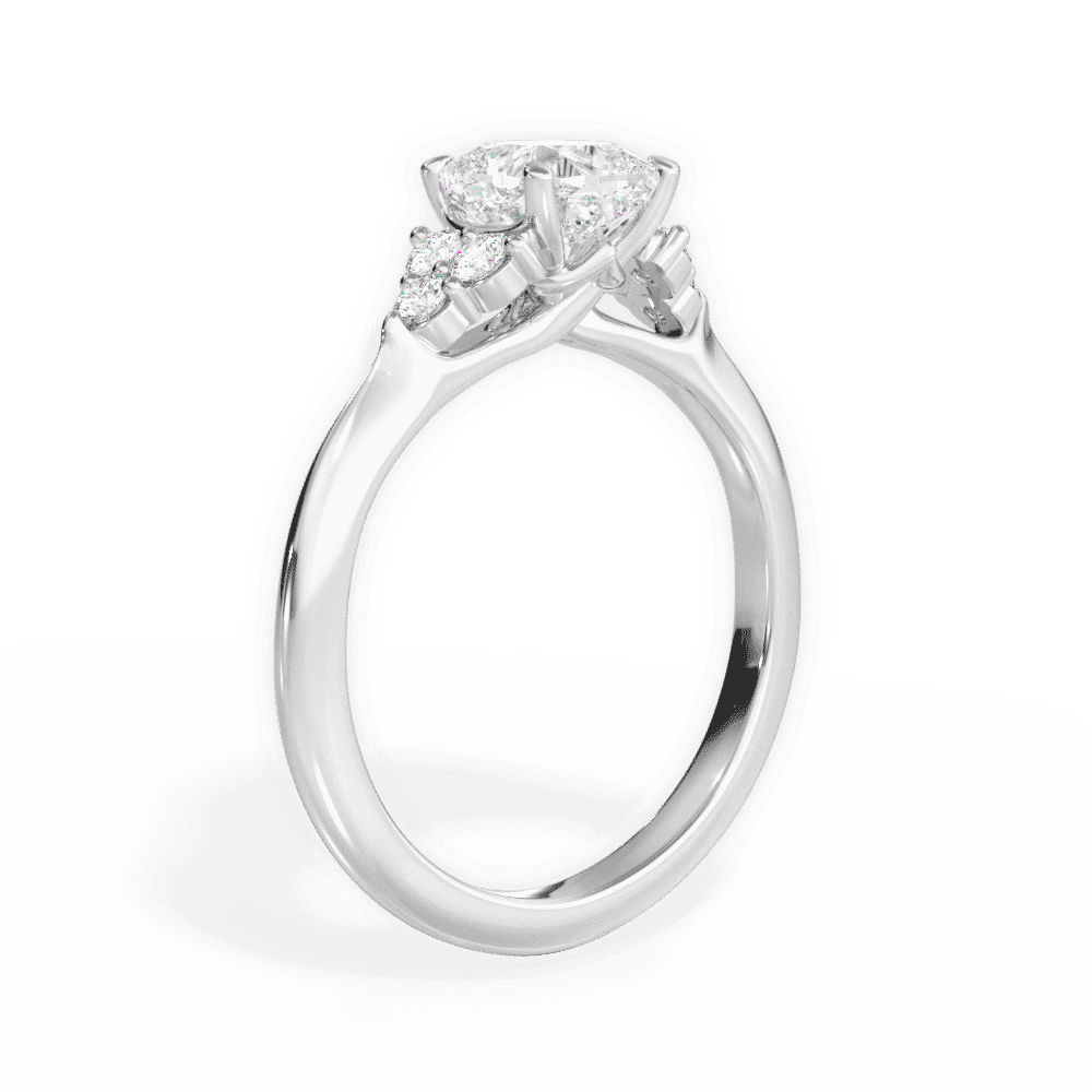14kt White Gold/18kt White Gold/Platinum/cushion/front