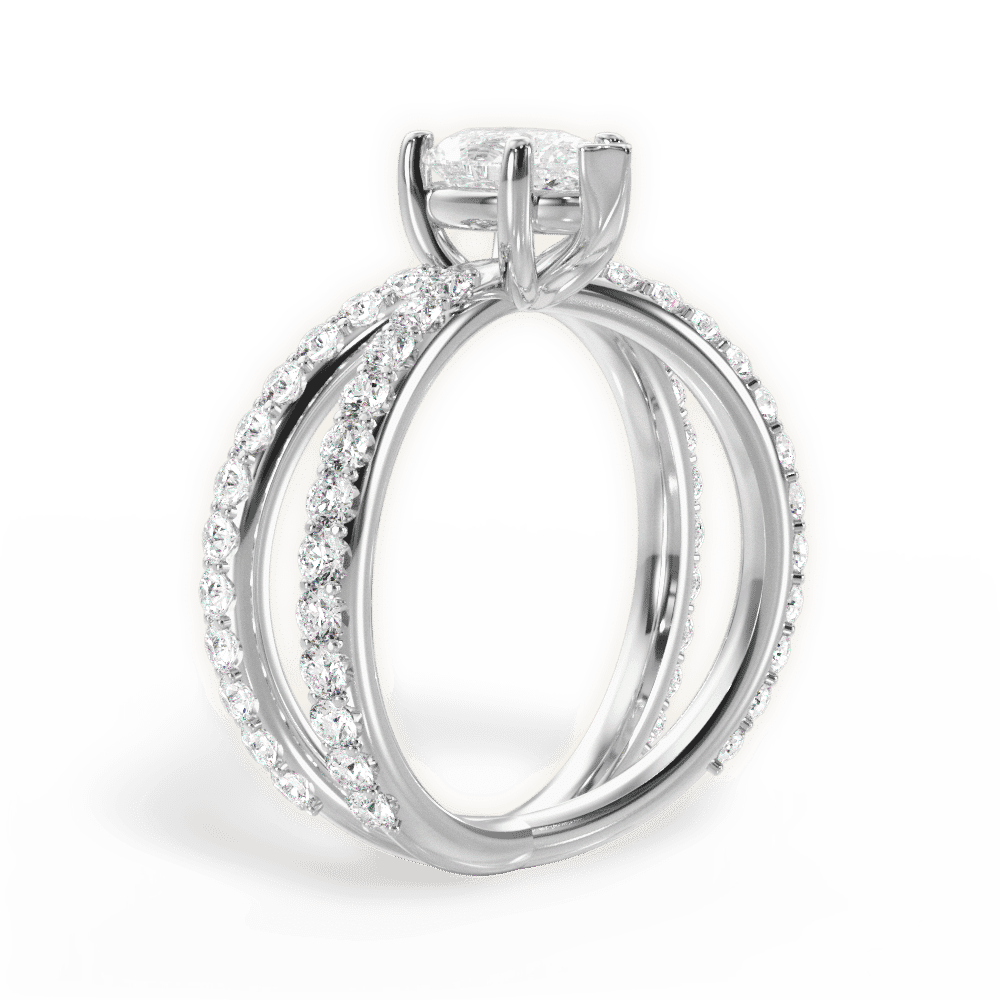 14kt White Gold/18kt White Gold/Platinum/pear/front