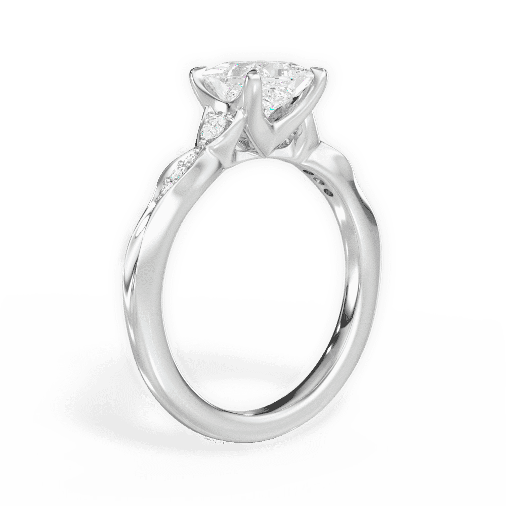 14kt White Gold/18kt White Gold/Platinum/princess/front