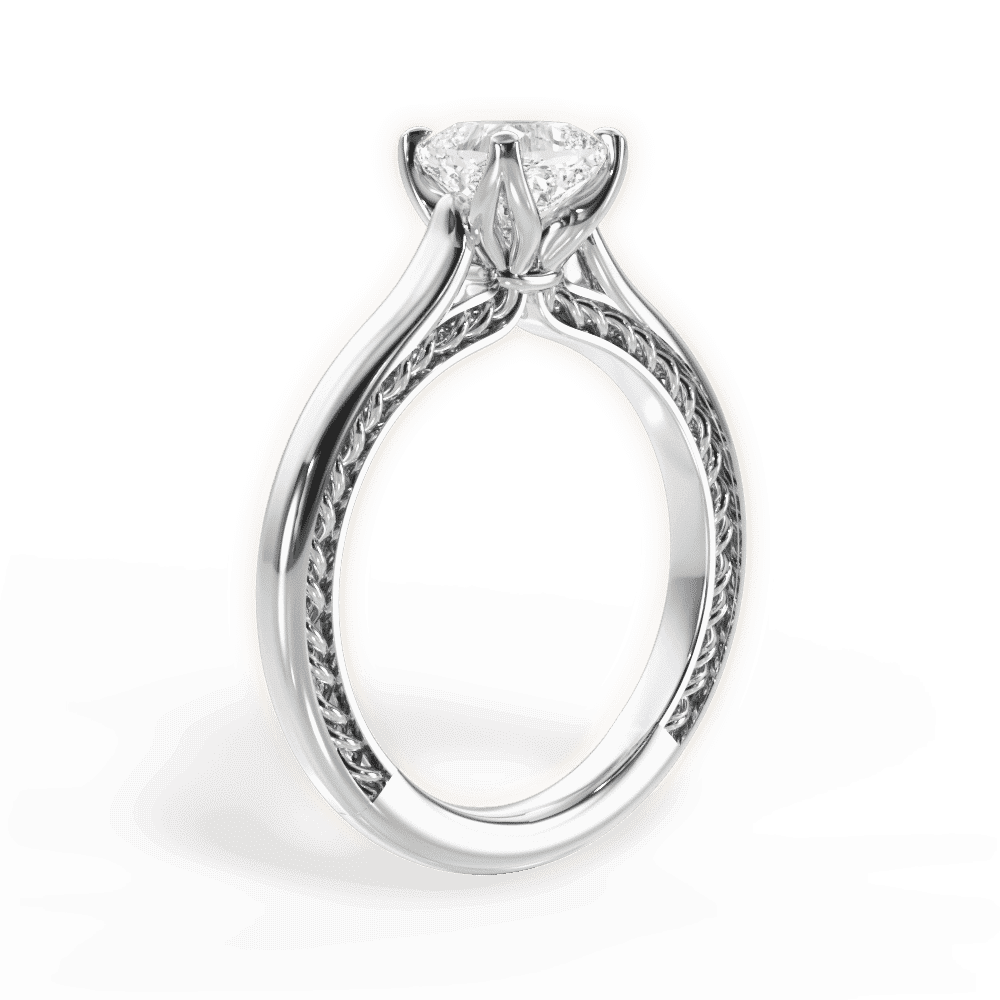 14kt White Gold/18kt White Gold/Platinum/cushion/front