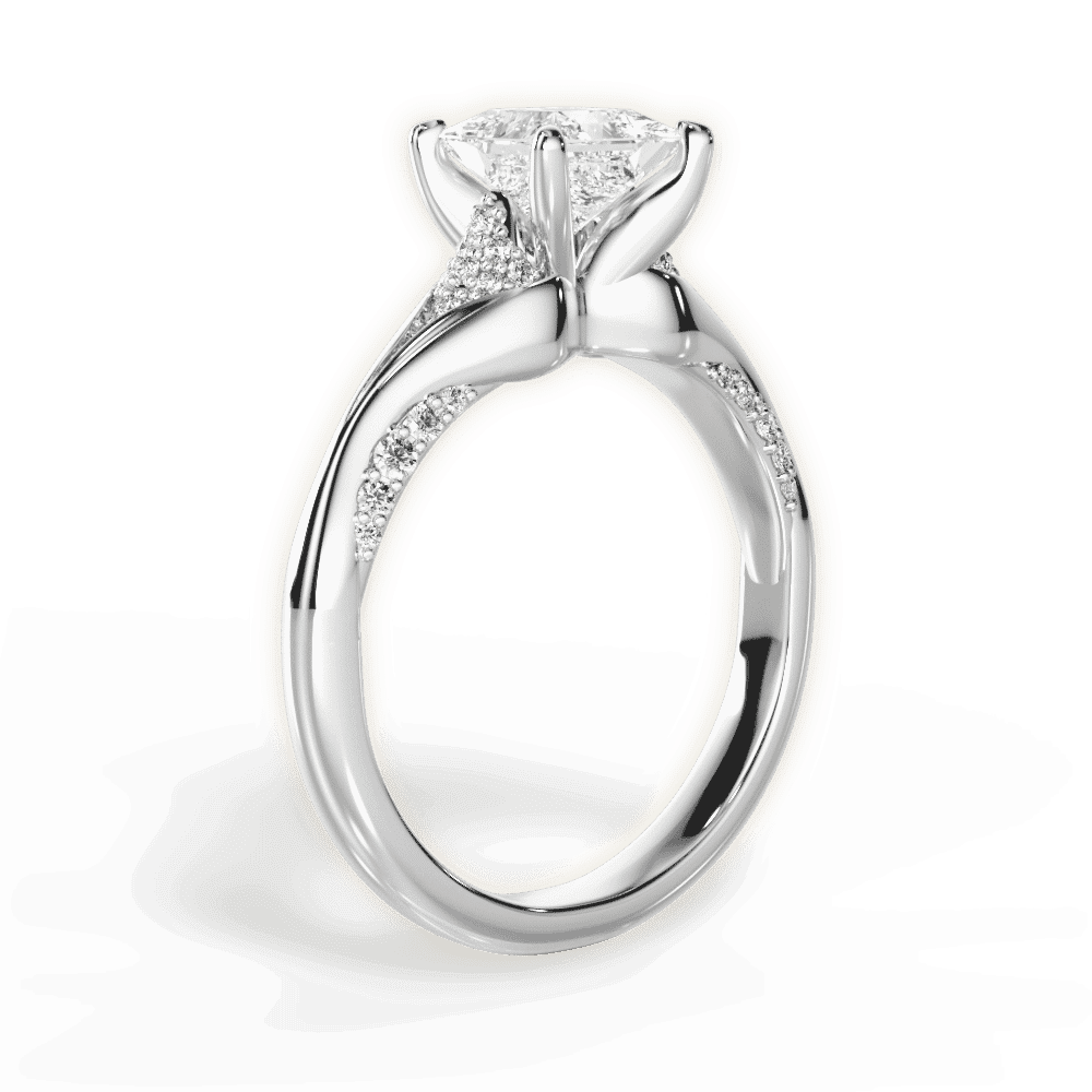 14kt White Gold/18kt White Gold/Platinum/princess/front