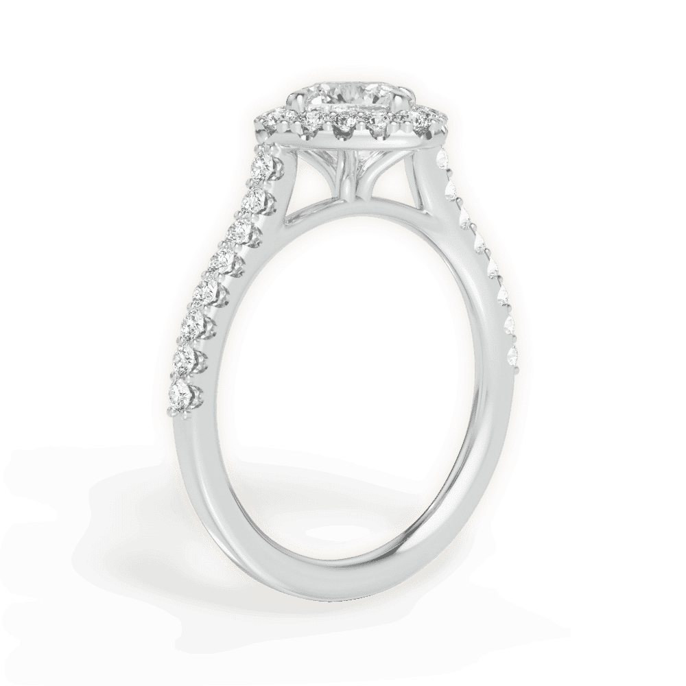 14kt White Gold/18kt White Gold/Platinum/cushion/front