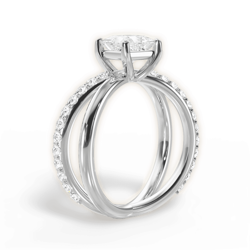 14kt White Gold/18kt White Gold/Platinum/princess/front