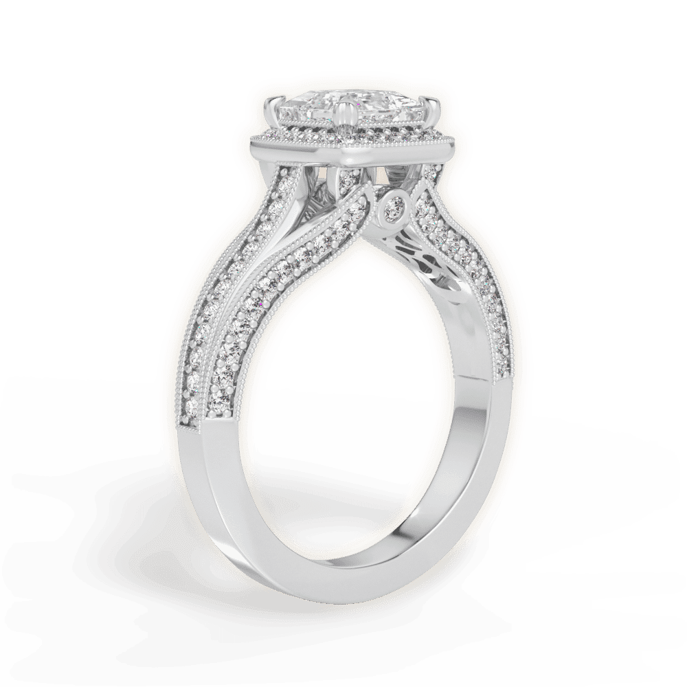 14kt White Gold/18kt White Gold/Platinum/princess/front