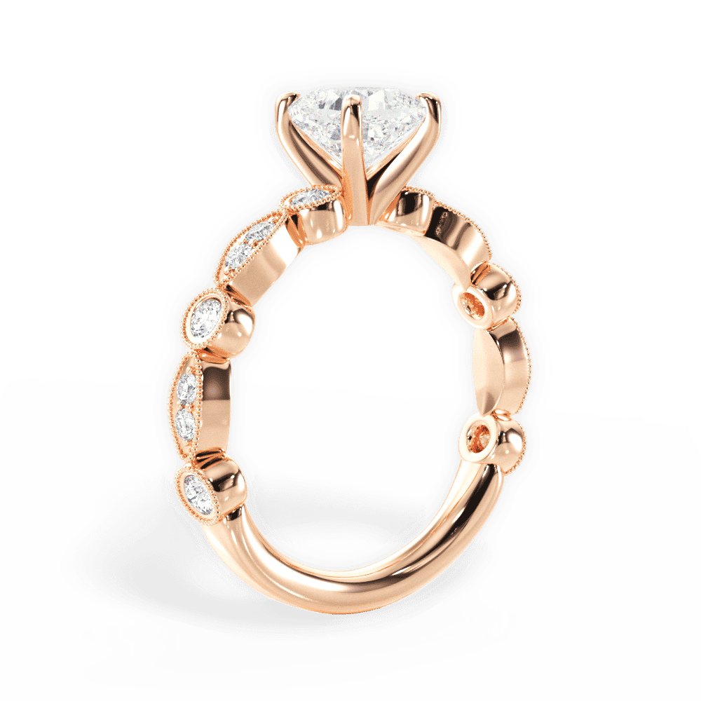 14kt Rose Gold/18kt Rose Gold/cushion/front