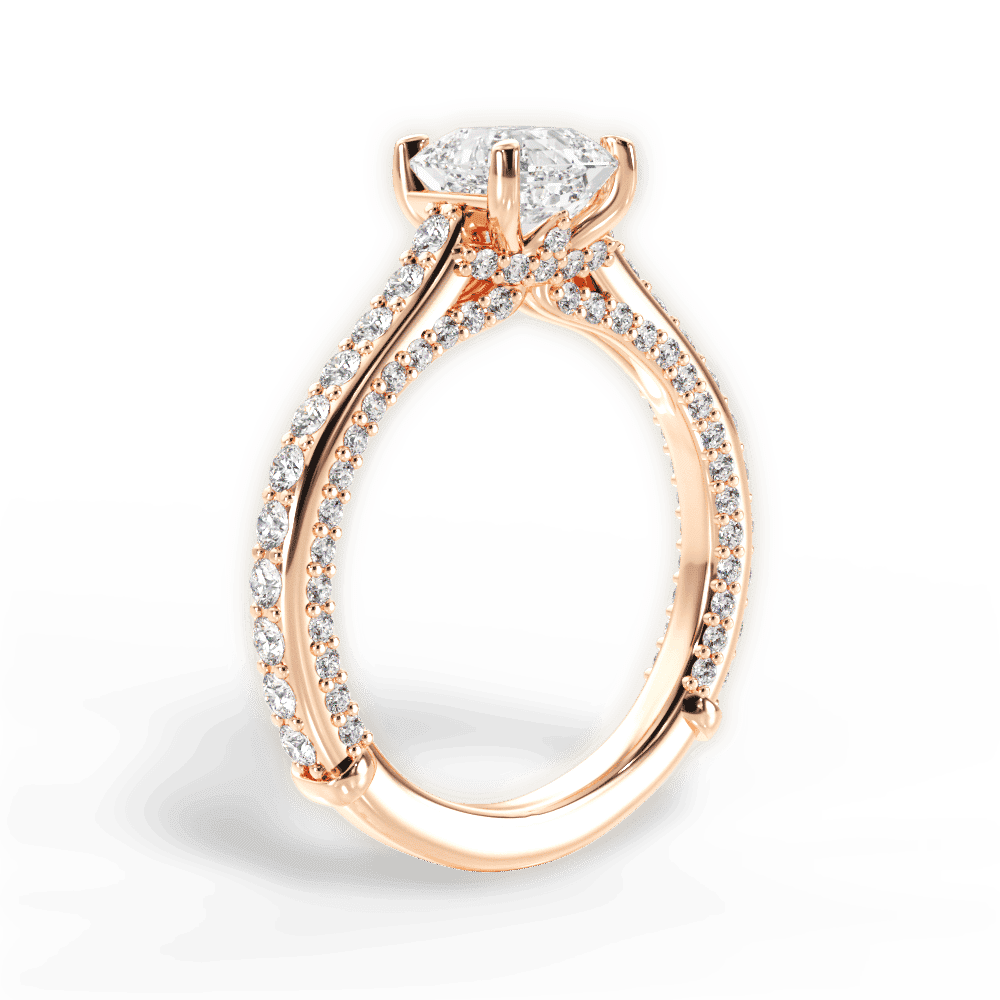 14kt Rose Gold/18kt Rose Gold/asscher/front