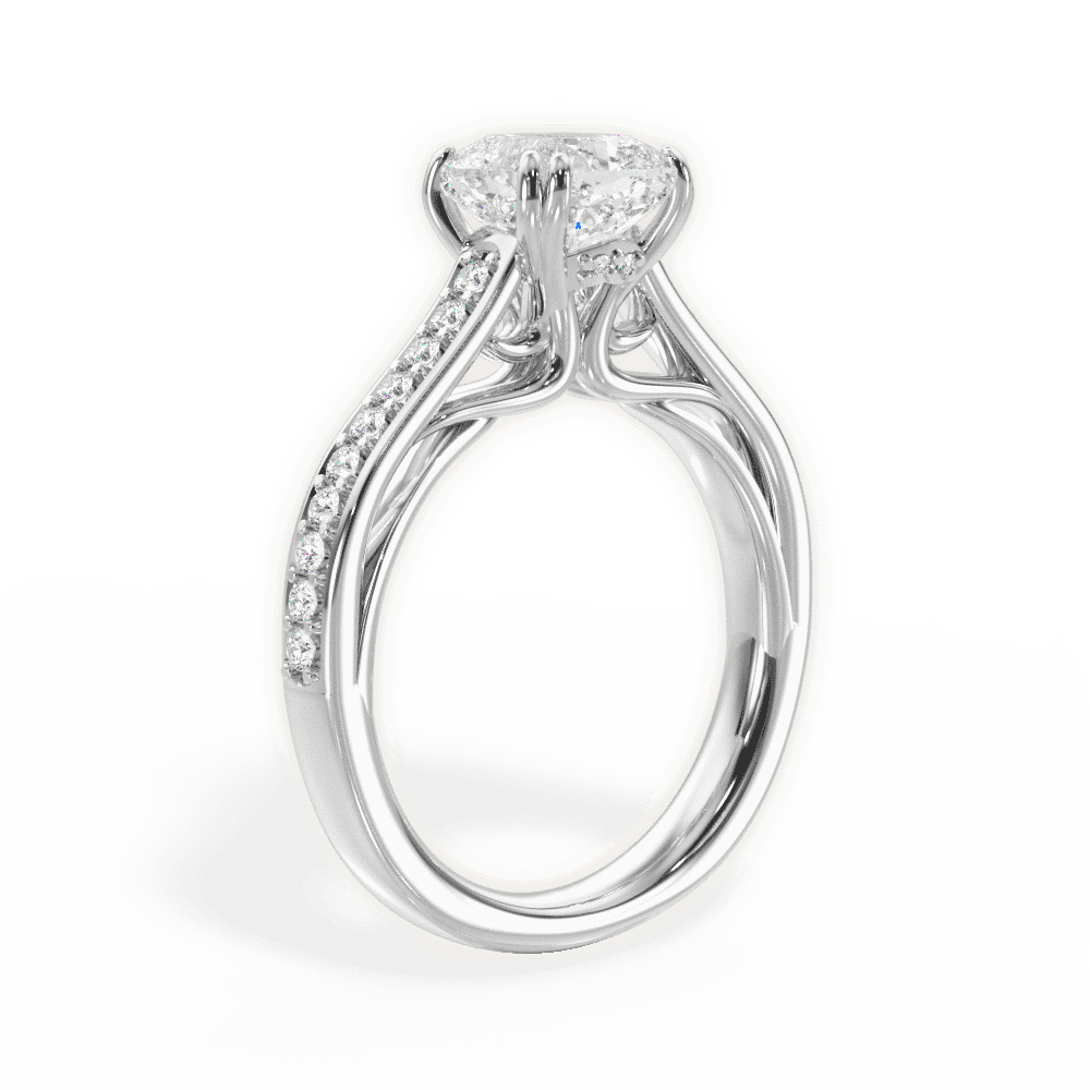14kt White Gold/18kt White Gold/Platinum/cushion/front