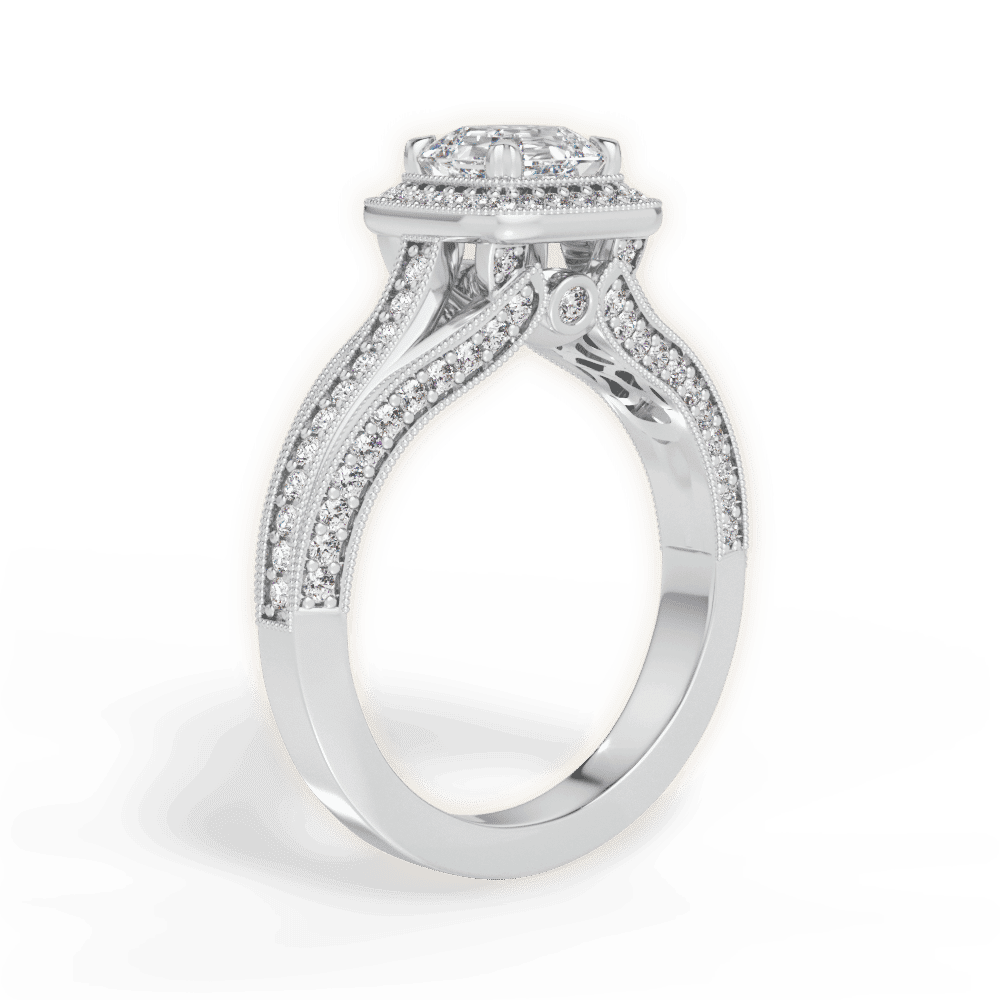 14kt White Gold/18kt White Gold/Platinum/asscher/front