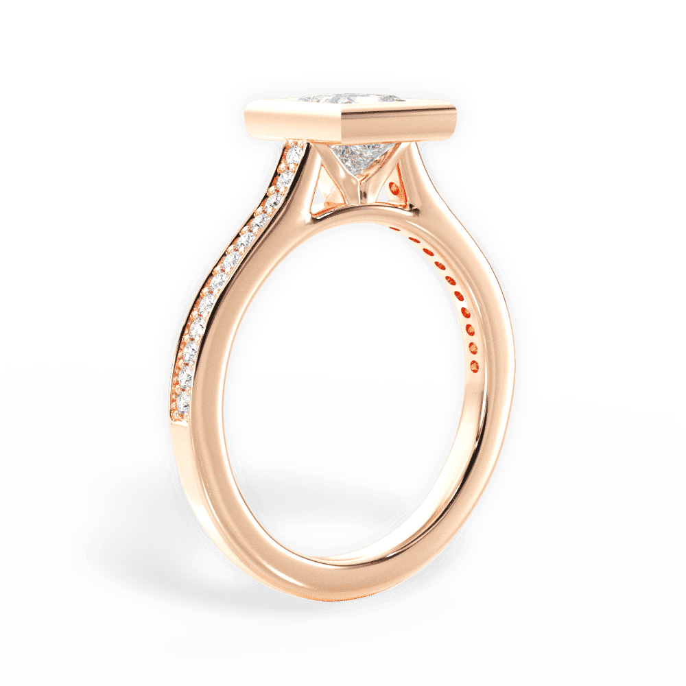 14kt Rose Gold/18kt Rose Gold/princess/front