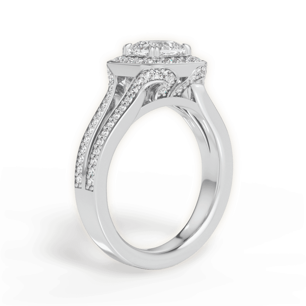 14kt White Gold/18kt White Gold/Platinum/cushion/front