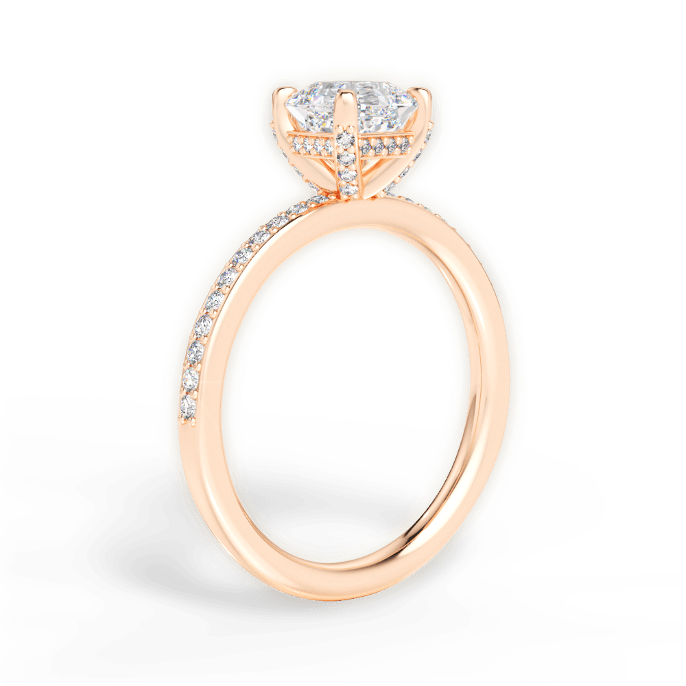 14kt Rose Gold/18kt Rose Gold/asscher/front