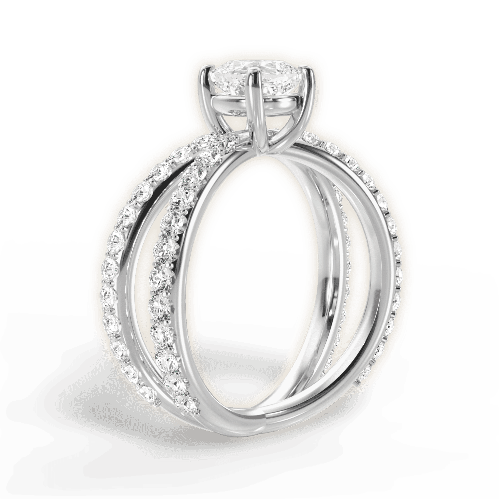 14kt White Gold/18kt White Gold/Platinum/cushion/front