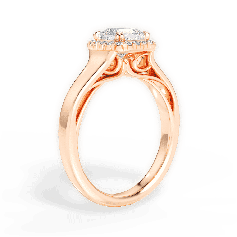 14kt Rose Gold/18kt Rose Gold/cushion/front
