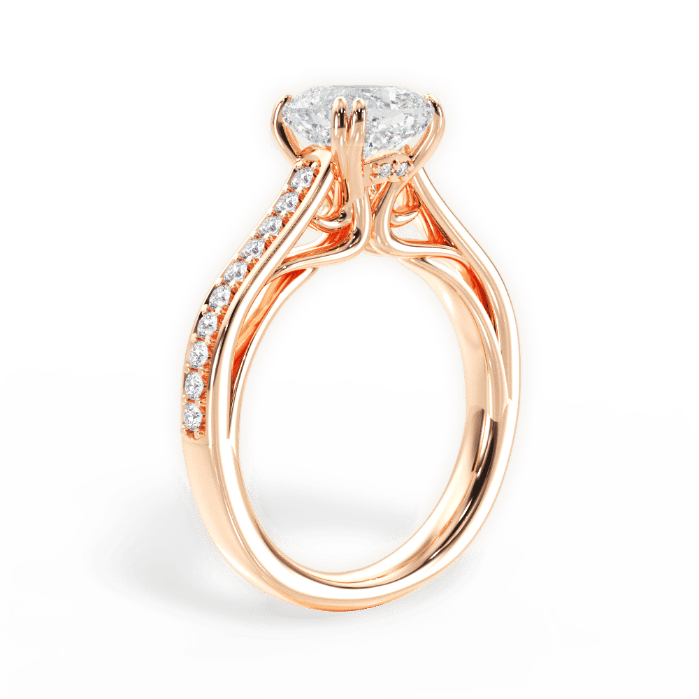 14kt Rose Gold/18kt Rose Gold/cushion/front
