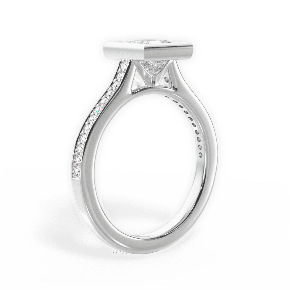 14kt White Gold/18kt White Gold/Platinum/princess/front