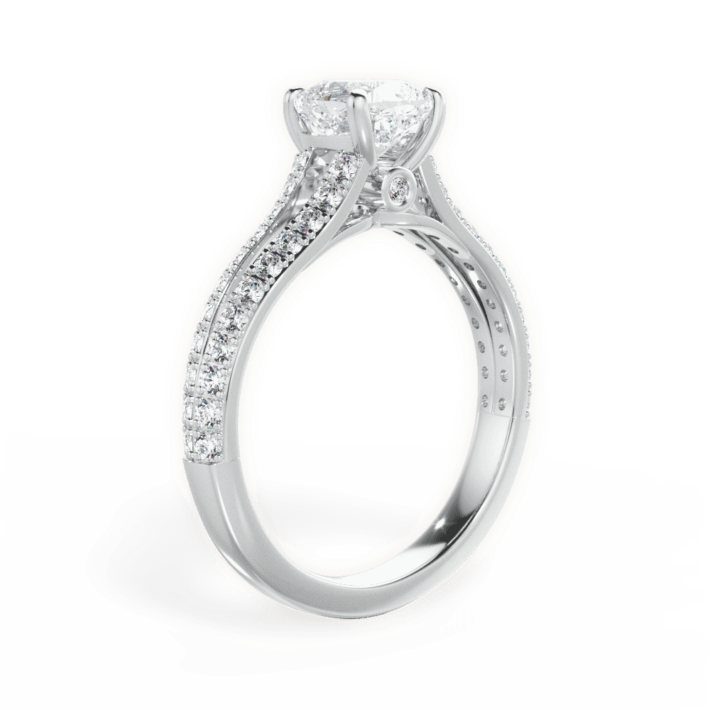 14kt White Gold/18kt White Gold/Platinum/cushion/front