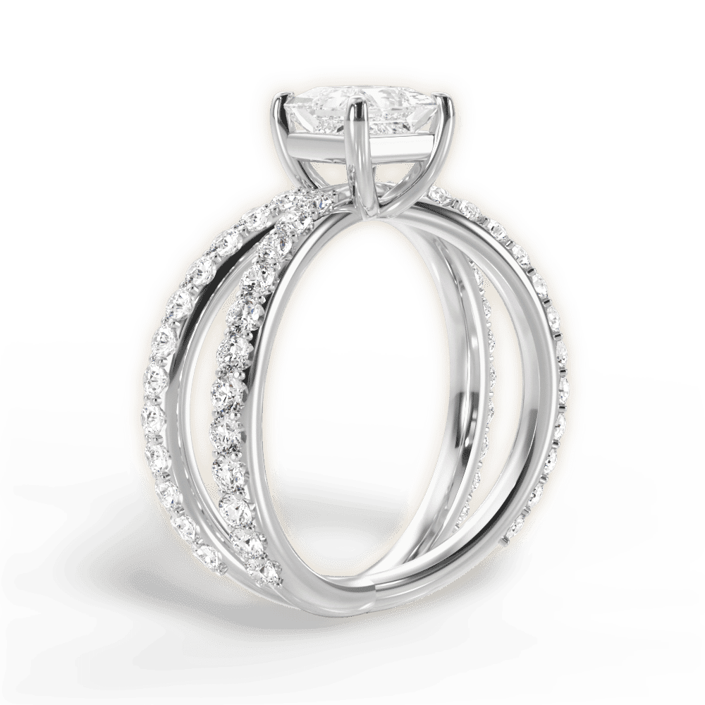 14kt White Gold/18kt White Gold/Platinum/princess/front