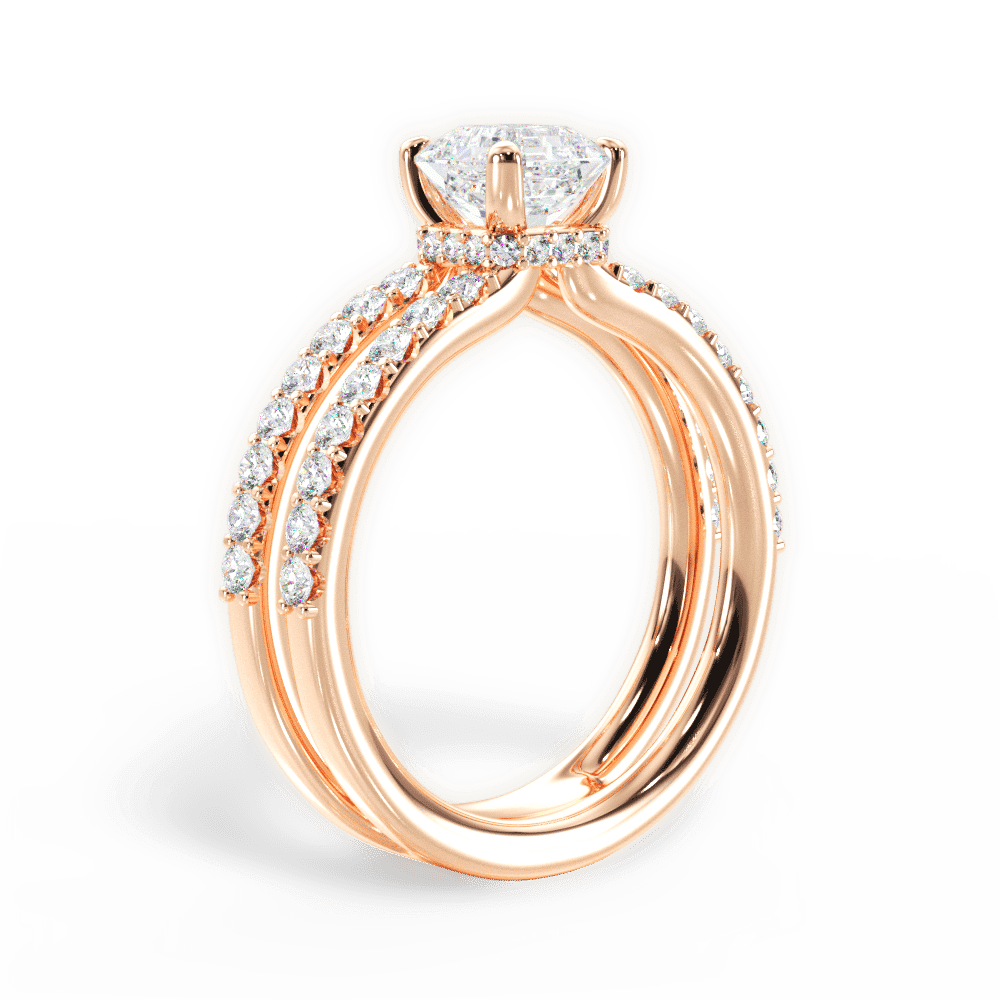 14kt Rose Gold/18kt Rose Gold/asscher/front