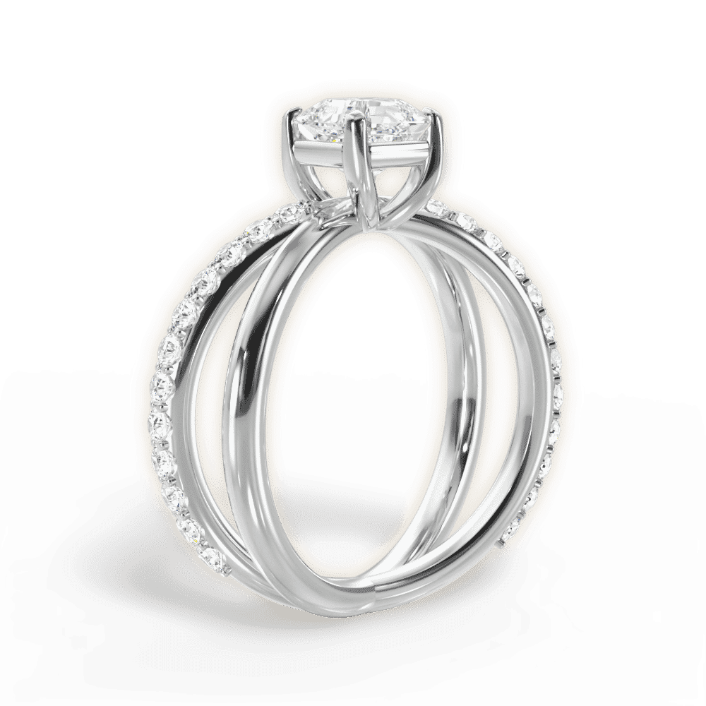 14kt White Gold/18kt White Gold/Platinum/asscher/front