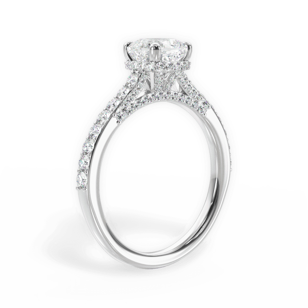 14kt White Gold/18kt White Gold/Platinum/cushion/front